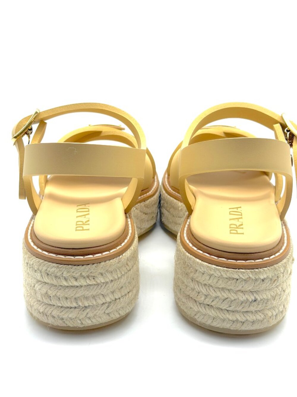 PRADA Triangle Logo Stride Flow Crisscross Platform Espadrille Sandals - Picture 12 of 16